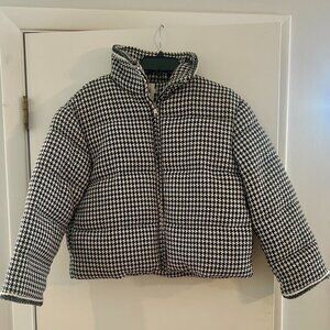 **NEW Lili Sidonio Puffer Down Jacket - Houndstooth with Gold Accents**